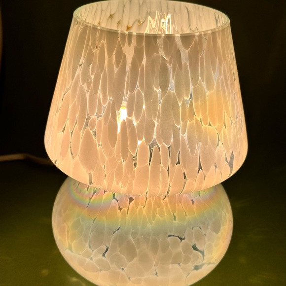 Glass Mushroom Lamp, Bedside Table Lamp, Retro Lamp, Vintage Lamp, Iridescent - Picture 7 of 8
